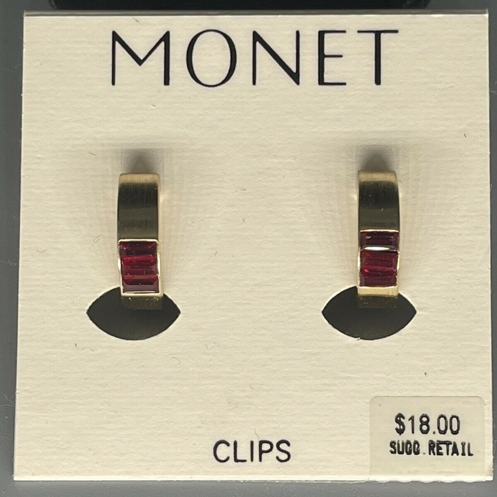 Monet Clip Hoop Earrings, Signed